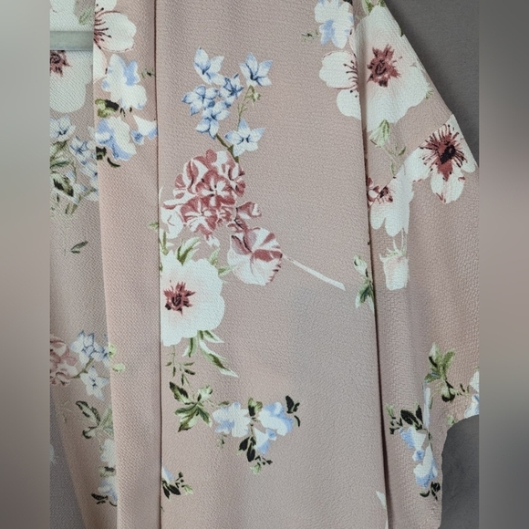 Kimono women's XL in pink simple floral polyester - Picture 4 of 9